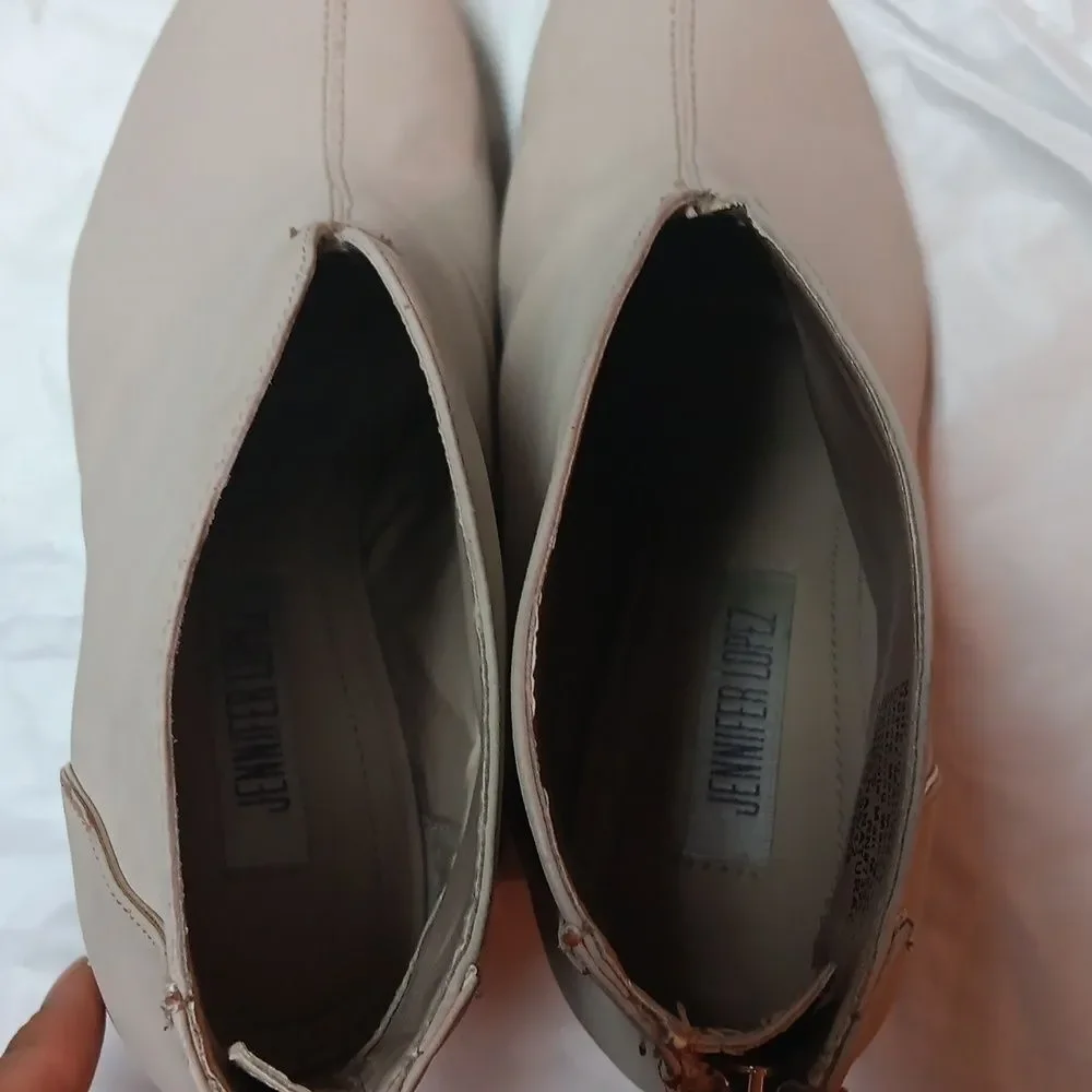 Jennifer Lopez Women's Cream Wedge Ankle Boots Size 7